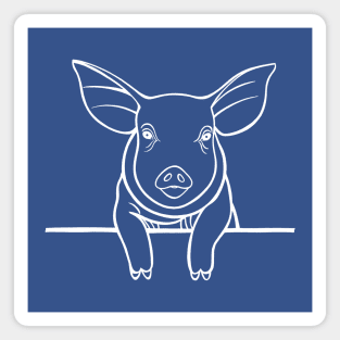 Pig Drawing - cute farm animal design Magnet